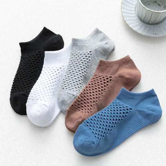 Socks Men's Socks Summer Thin Low-top Shallow Boat Socks Breathable Mesh Summer Black and White Short Tube Sweat-absorbing and Deodorant