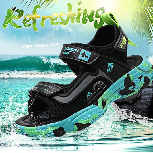 Boys Leather Sandals Summer Children's Beach Shoes Student Soft-soled Non-slip Shoes