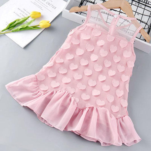 Baby Girl Dress Summer Children Sweet Mesh Skirt 2-5 Years Old Chiffon Sleeveless Princess Skirt Vest Skirt Baby A-line Skirt