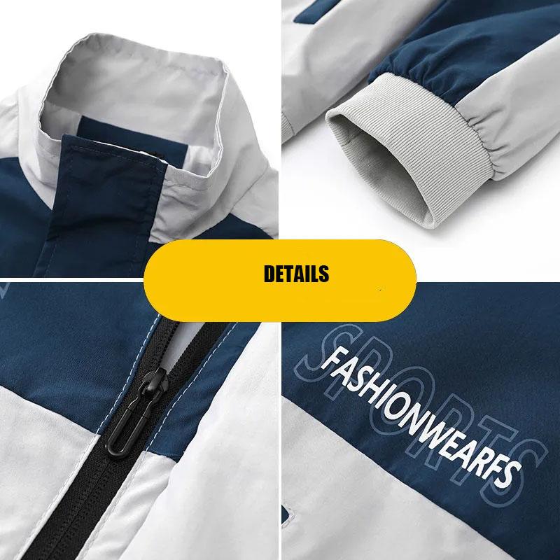 Spring and Autumn Men's Jacket Stand Collar Coat Colorblock Printing Top Trend Simple Bomber Jacket Zipper Sportwear
