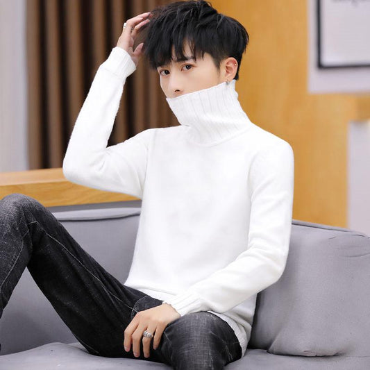 Winter Men's Fleece Sweater Bottoming Shirt Thickened Knitted Sweater Turtleneck Warm Sweater