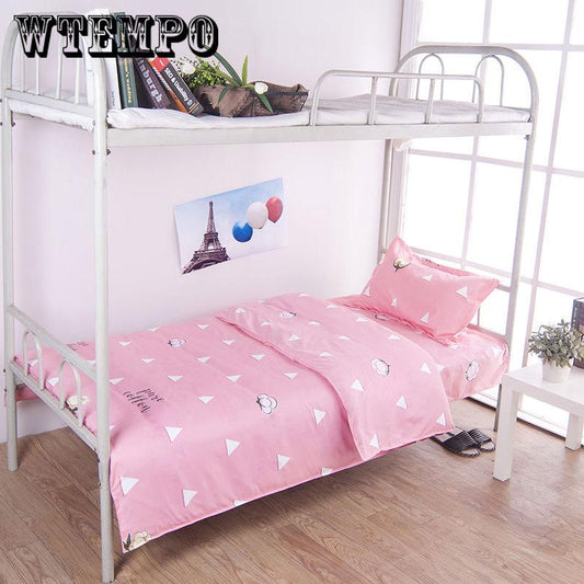 3pcs Simple Print Bedding Set Concise Style Kids Single Size Duvet Cover Sheet Pillowcase Stripe Solid Color Bedding Sets
