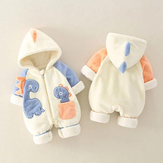 Net Red Baby Clothes Winter Clothes Men's and Women's Baby Full Moon Clothes Climbing Clothes Plush Warm Suit Newborn One-piece Clothes
