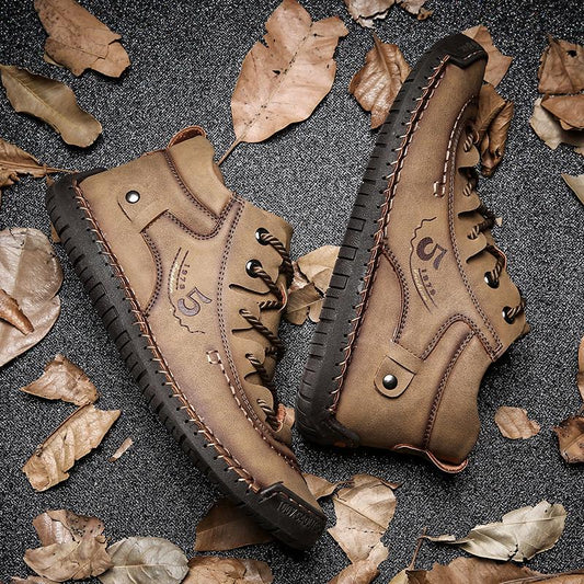 Men Shoes Casual Pu Leather Shoes Men Breathable Lace Up Flat Slip On Comfy Warm Footwear Big Size38-47