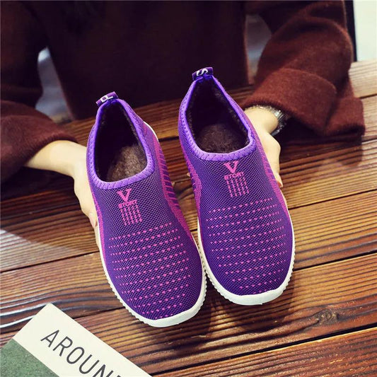 Soft-soled Non-slip Casual Shoes Flat-soled Sports Shoes Warm and Comfortable Plus Velvet Women's Cotton Shoes