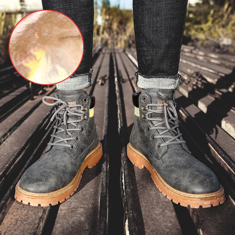 Pair of Boots Winter Martin Boots Men's Non-slip Retro Motorcycle Boots High Top Shoes Men's Boots
