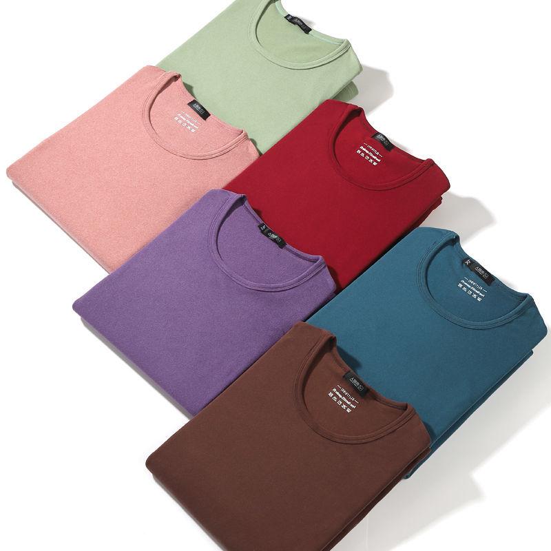 Winter Ladies Thermal Underwear Set Long Sleeve Round Neck Solid Color Autumn Clothes Long Trousers Mother Bottoming Shirt