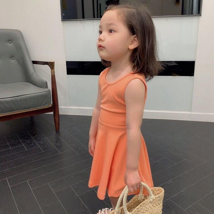 Children Dress Girls Summer Thin Dress Korean Princess Dress Open Back Waistless Sleeveless Dress Pleated A-line Skirt