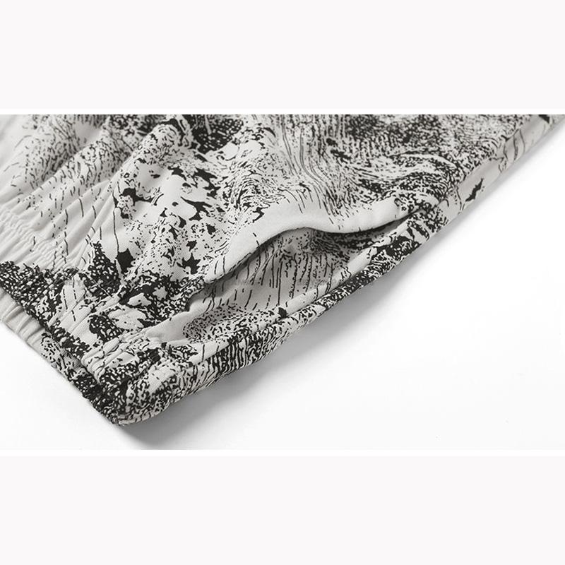 Women's Cotton Long-sleeves Pajamas Set Sexy Lace V-neck Modal Home Wear Retro Floral Printing Camisole Nightgown Pants Three-piece Set