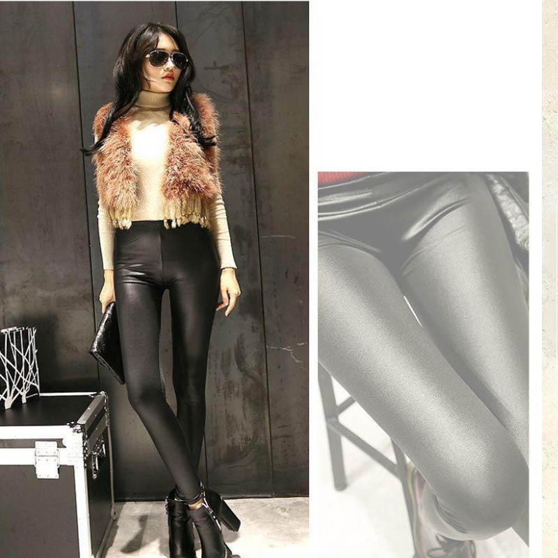 Faux Leather Leggings Wear Thin Women's Black Feet Trousers Are Thin, Tight-fitting Elastic Large-size Women's Gloss Pants