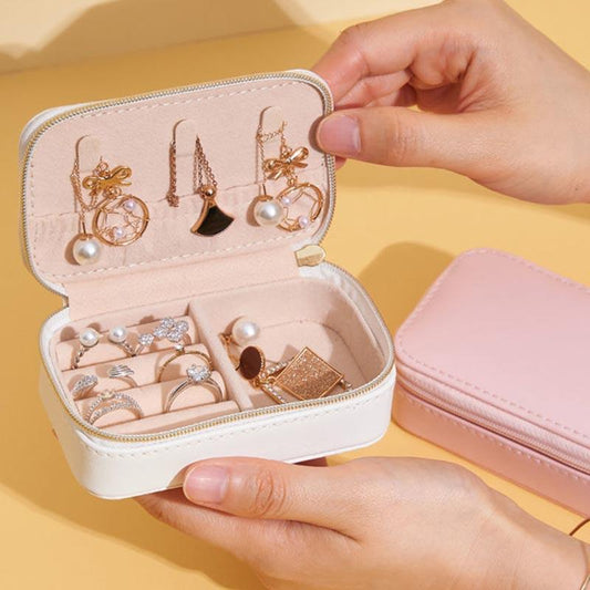Jewelry Bag Travel Portable Storage Box Small Leather Ear Stud Necklace Storage Box