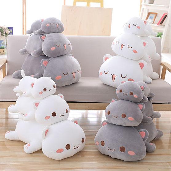 Lovely Lying Cat Animal Doll Soft Plush Stuffed Back Pillow Cushion Cute Kids Plush Toy Gift