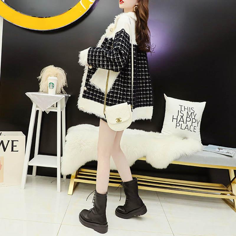 Imitated Mink Velvet Thick Woolen Short Coat Women Autumn and Winter Models Western Style All-match Loose and Thin Cardigan Women