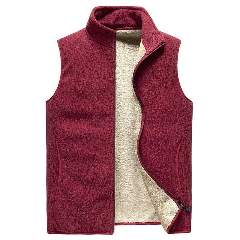 Autumn and Winter Plus Velvet Vest Men's Solid Color Waistcoat Jacket Men's Plus Size Lamb Velvet Vest