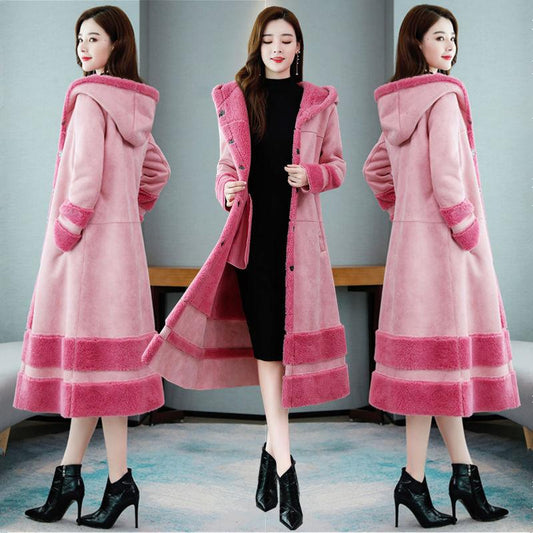 Women Winter Warm Faux Fur Coat Thick Women Long Hooded Coat Women Warm Fleece Lining Coat
