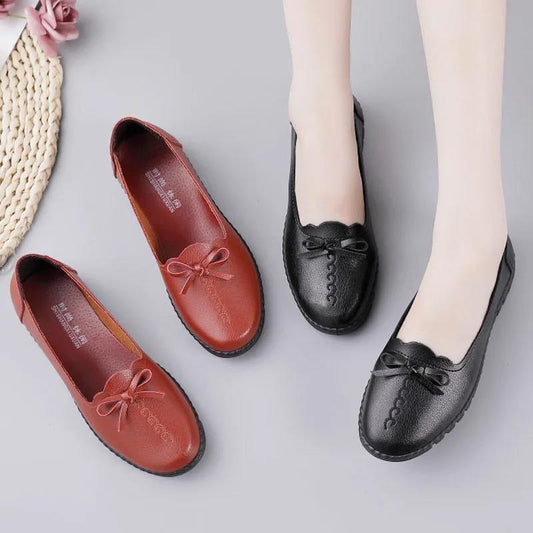 Shoes Women's Leather Shoes Non-slip Breathable Single Shoes Soft Sole Comfortable Flat Shoes Spring and Autumn Work Shoes