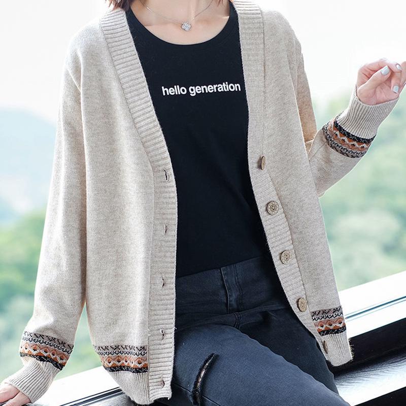 Autumn and Winter Style Korean Loose Knitted Cardigan Button Long-sleeved Sweater Fashion Coat Women