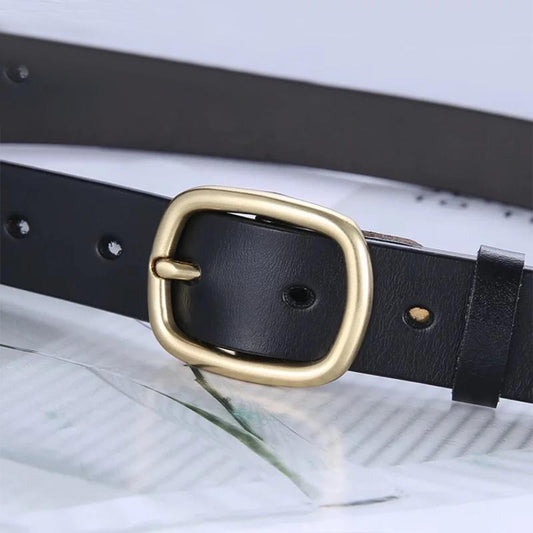 Ladies belt cowhide black belt leather belt student jeans decoration belt girl white belt