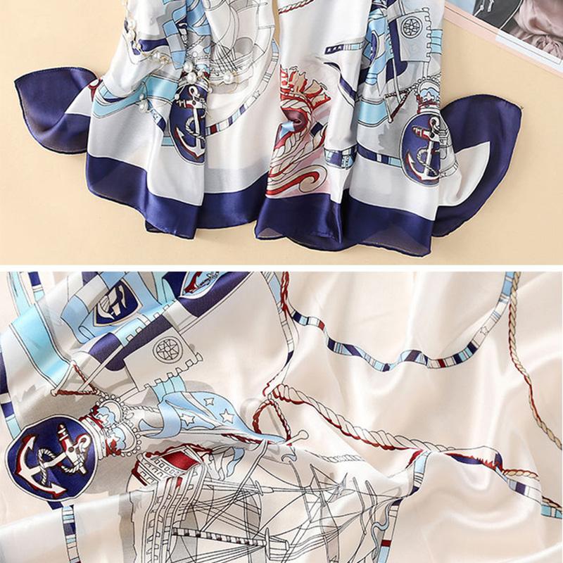 Flower Wrap Shawl Silk Imitation Satin Women Elegant Scarf All-match Headscarf Sunscreen Gauze Shawl