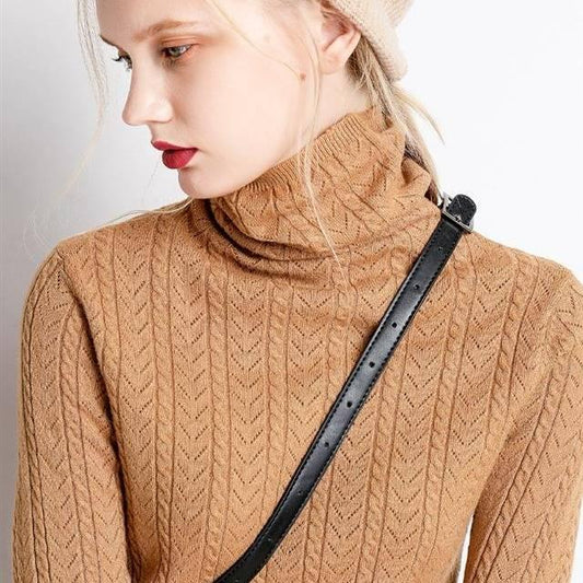 Autumn and Winter Turtleneck Sweater Women's Knit Bottoming Shirt Set Inside The Slim Long Sleeve