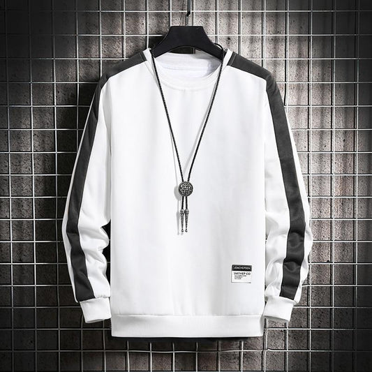 Long Sleeve Harajuku Sweatshirts Men Fashion 12 Color Hoodie Mens Casual O-Neck Patchwork Sweatshirt for Young Men