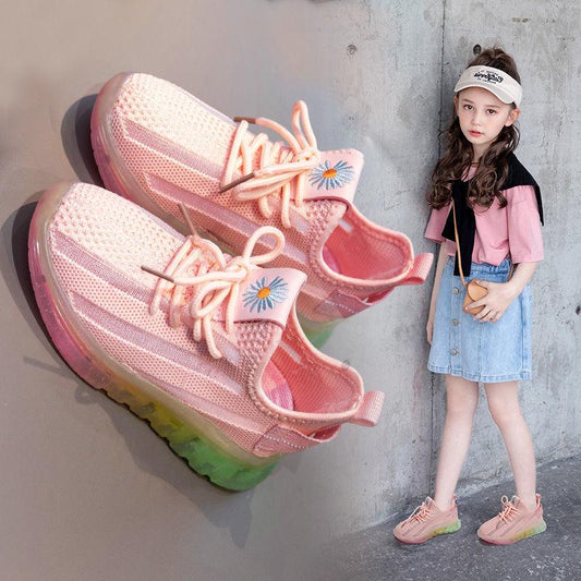 Unisex Children's Sports Shoes Children's Non-slip Coconut Shoes Comfortable and Lightweight Sports Running Shoes Breathable Schoolgirl Net Shoes
