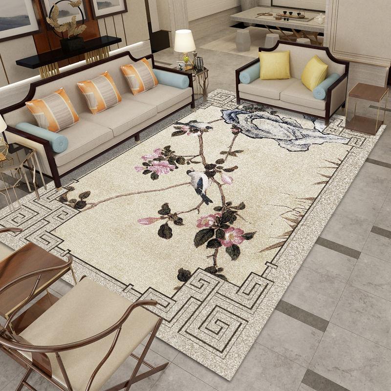Chinese-style Large-scale Full Floor Bed Living Room Carpet Coffee Table Mat Chinese Style Book Room Bedroom Bedside Classical Wind Floral Pattern