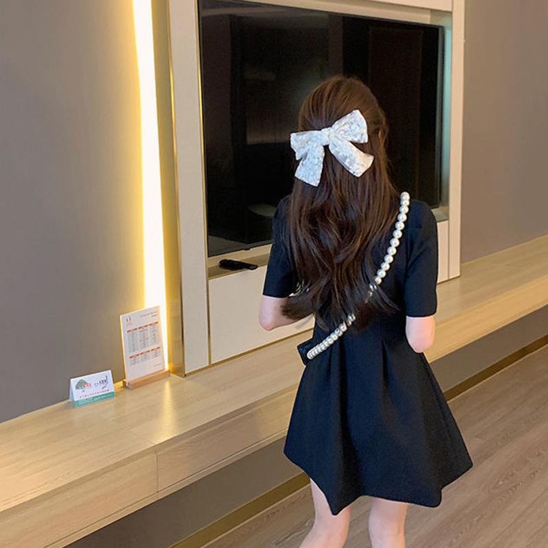 Temperament Goddess Fan Dress Women's Summer Dress New Korean Version of The Waist Was Thin Short-sleeved Suit Skirt Trendy A-line Skirt