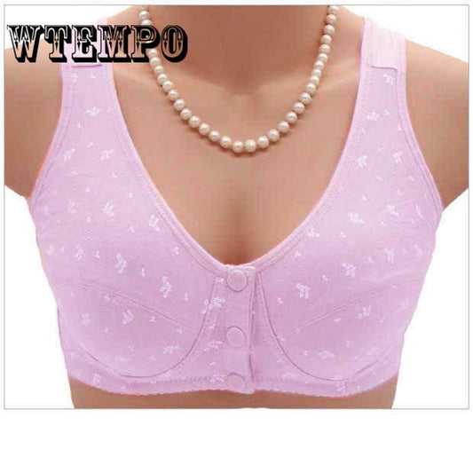 Middle and Old Aged No Steel Ring Large Size Front Buckle Thin Section Underwear Front Buckle Vest