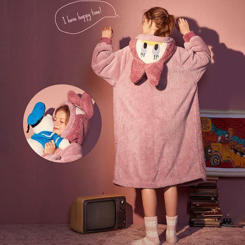 Pajamas Women Plus Velvet Thick Coral Velvet Long Style Can Be Worn Outside Night Gown Women Winter Night Skirt Women Cute Home Service