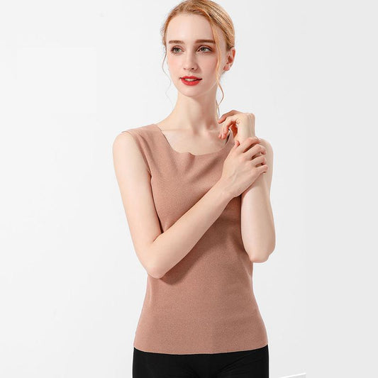 Women Sleeveless Thermal Underwear Women Winter Plus Velvet Thicken Vest Autumn Spring Windproof Soft Lining Comfortable Breathable Wearable Versatile