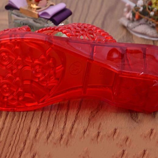 Women's Spring Summer Slippers Large Size All-match Thick Heel Slippers Transparent Rhinestone Middle Heel Sandals
