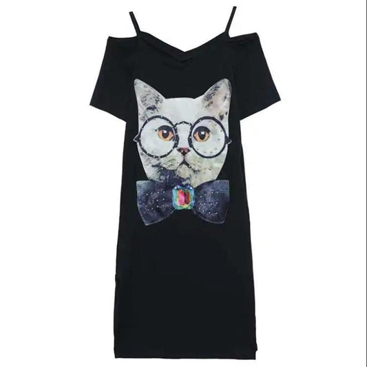 Summer Women's Strapless Sling Dress Women's Loose Mid-length Short Sleeve T-shirt Skirt Casual Comfortable Fabric Soft Women's Straight Dress