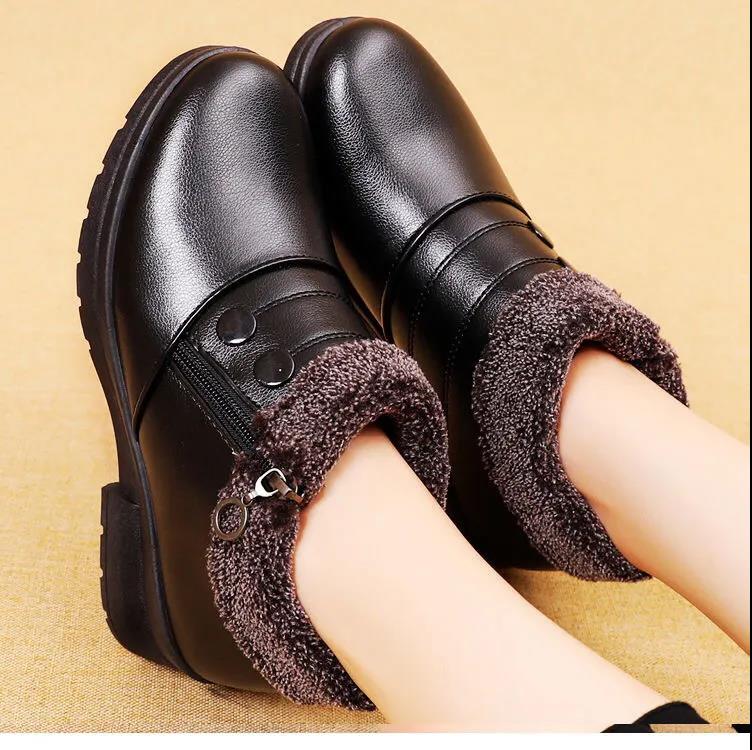 Women Autumn and Winter Cotton Shoes Fleece Warm Waterproof Non-slip Ladies Cotton Shoes