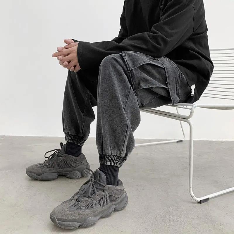 Men's Summer and Autumn Jeans Loose Overalls Trend All-match Nine-point Jeans