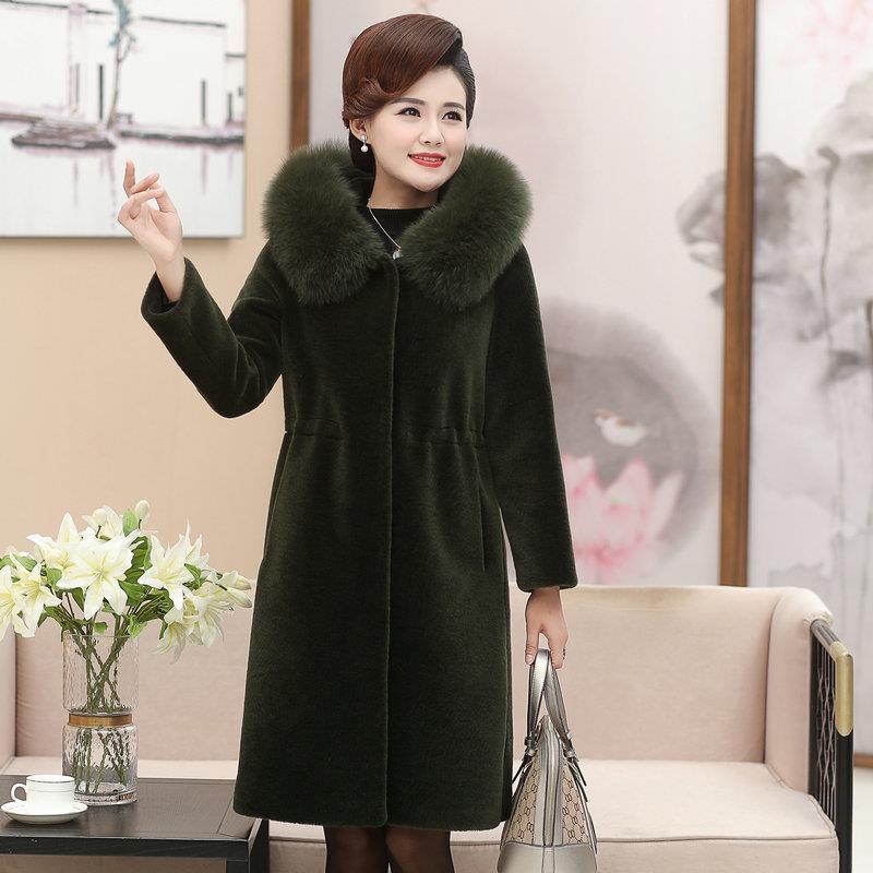 Winter Temperament Ladies Mink Fur Coat Women's Mid-length Large Size Thickened Waist Slimming Hooded Mink Fleece Faux Fur Thermal Jacket