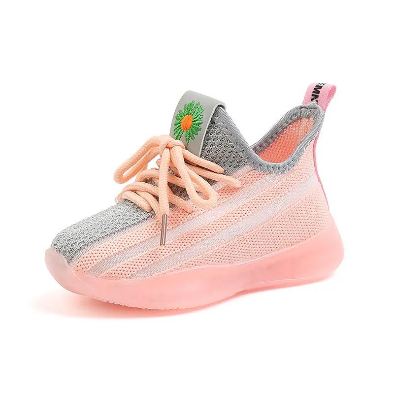 Kids Led Shoes Lycra Mesh Breathable Children's Shoes with Light Boys and Girls Lights Sneakers