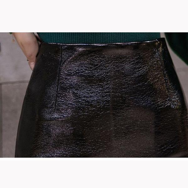 High Waist Hips Glossy Bright Leather Skirt Anti-glare A-line Skirt Pu Short Skirt All Match Casual Mini Leather Skirt