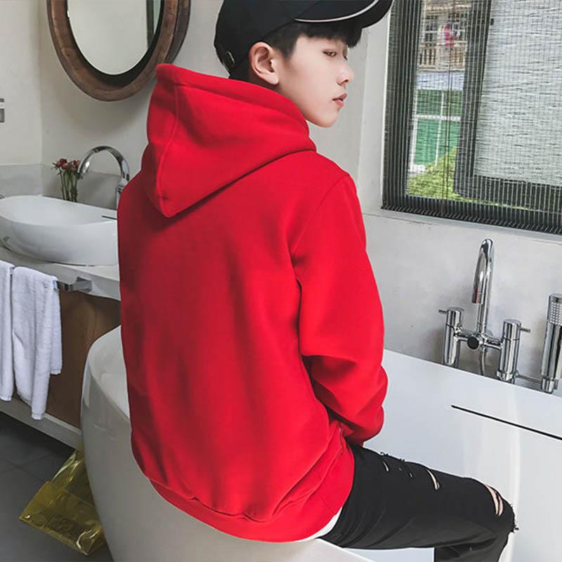 Korean Version Spring and Autumn Men's Casual Pullover Hooded Sweater Loose Coat Long-sleeved Top Embroidered Pattern Hoodie