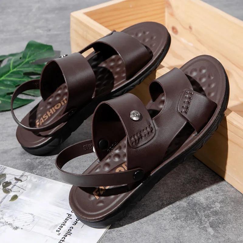 Summer Men's Flat Sandals Large Size Non-slip Deodorant Indoor Slippers Outdoor Casual Beach Sandals