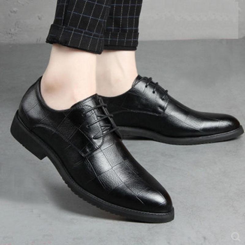Leather Men Oxford Shoes Lace Up Casual Business Men Pointed Shoes Men Wedding Men Dress Shoes