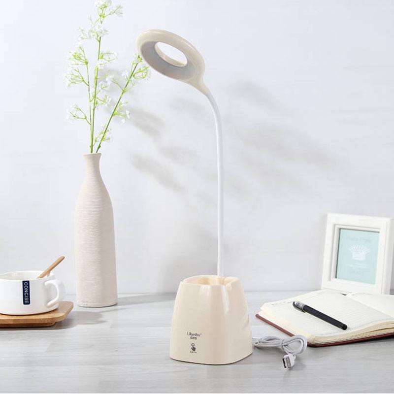 USB Rechargeable Table Lamp Storage Pen Touch Table Lamp for Reading Student Dimmable Desk Lamp