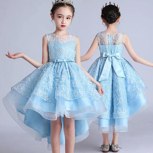 Girls Dress Princess Dress Tail Tutu Dress Spring and Summer Little Girl Catwalk Piano Host Performance Costume
