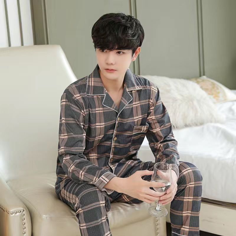 Pure Cotton Pajamas Men's Autumn and Winter New Men's Middle-aged and Young Men Can Wear Home Service Suits