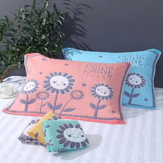 High-end European Style Pillow Towel Three-layer Cotton Gauze Pillow Towel A Pair Adult Soft Sweat-absorbent Couple Pillow Towels