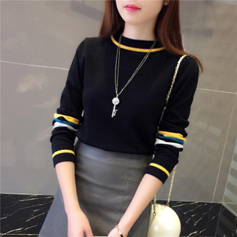 Women'S Knitted Petal Collar Shirt Elastic Bottoming Turtleneck Sweater