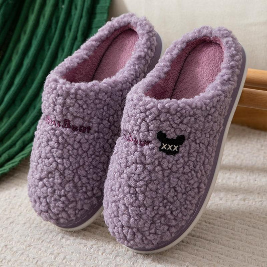 Furry Cotton Slippers In Autumn and Winter Casual Warm Flat Shoes Fashionable Daily Slippers