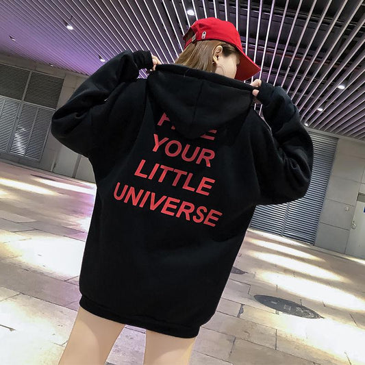 Hood Top Autumn Winter Sweatshirt Cotton Women's Sweatshirt Wild Large Size Long Sleeve Warm