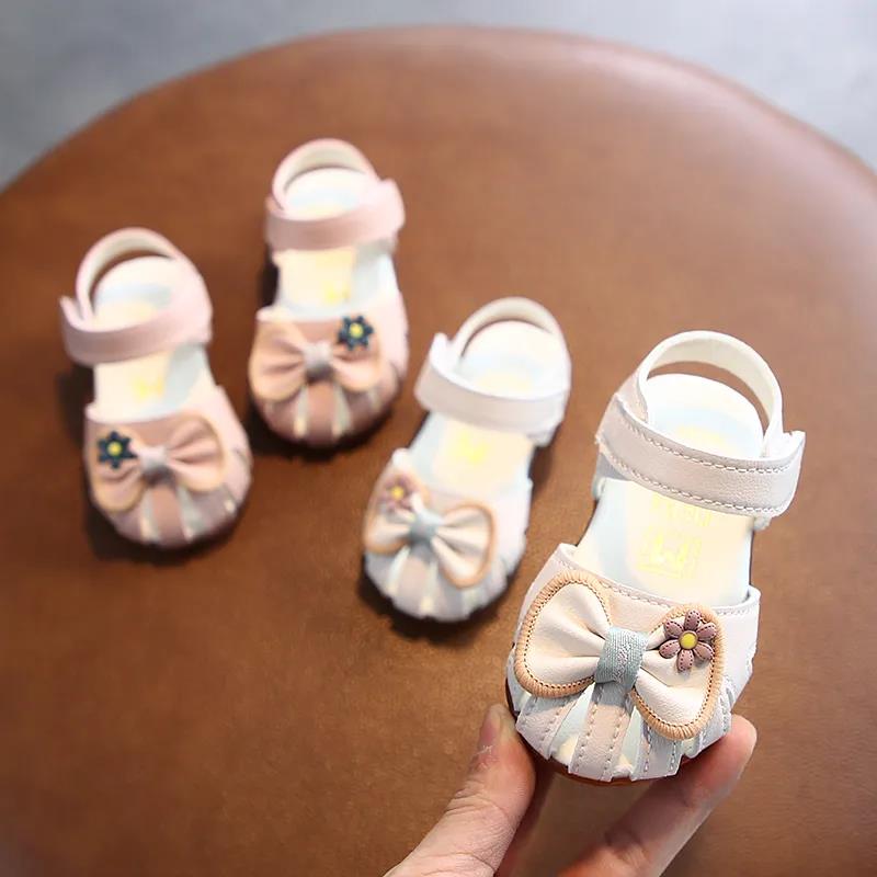 Summer Baby Light Cool Shoes Anti-slip Flat Princess Shoes Baby Girl Soft Sole Bow Decoration Prewalkers Shoes