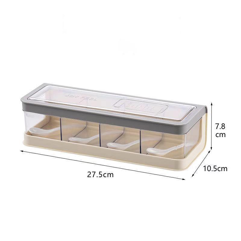 Seasoning Box Multifunctional Kitchen Supplies Box with Lid Sugar Salt Shaker Condiment Household with Spoon Condiment Storage Box Set